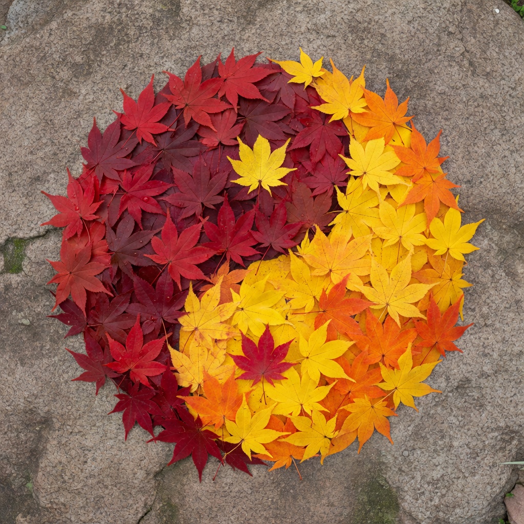 Yin yang and maple leaf — balance in nature